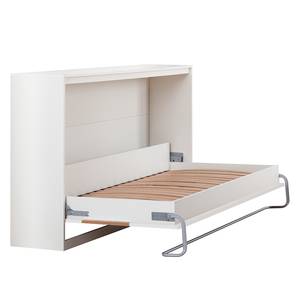 Lit escamotable KiYDOO smart Imitation duramen de hêtre / Blanc - 90 x 200cm - Matelas à ressorts Bonnell