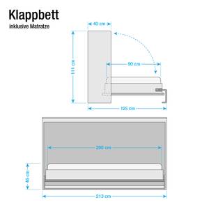 Schrankbett KiYDOO smart Kernbuche Dekor / Weiß - 90 x 200cm - Bonellfederkernmatratze