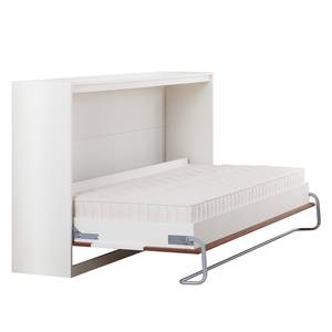 Lit escamotable KiYDOO smart Imitation noisetier / Blanc - 90 x 200cm - Matelas à ressorts Bonnell