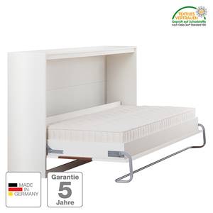 Schrankbett KiYDOO smart Weiß / Nussbaum Dekor - 90 x 200cm - Schaumstoffmatratze