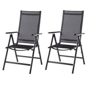 Chaises pliantes Lübeck (lot de 2) Aluminium / Tissu - Noir / Violet