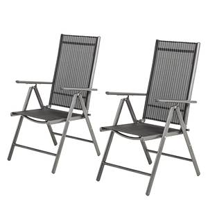 Klapstoelen Linu (2-delige set) aluminium - zwart/antracietkleurig