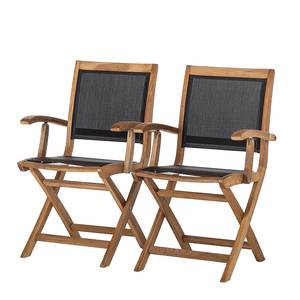 Chaises Teak Line Liviko I (lot de 2) Teck - Pour le jardin - Noir