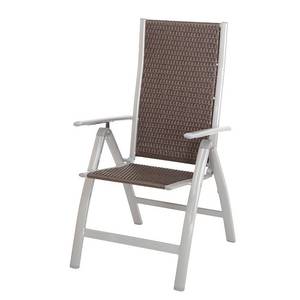 Chaise pliable Valenza Aluminium / Tressage en matériau synthétique Argenté Marron