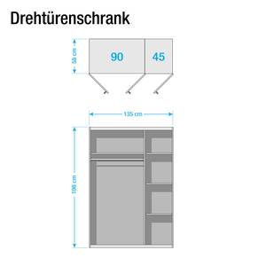 Kleiderschrank Bibi II Alpinweiß/Denimblau - Breite: 135 cm - 3 Türen