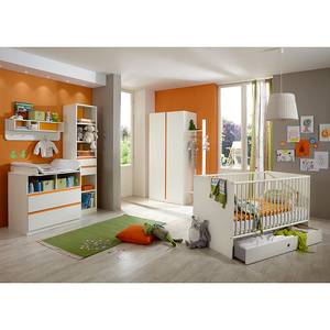 Kleiderschrank Bibi I Alpinweiß/Orange - Breite: 95 cm - 2-türig