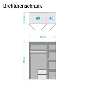 Kleiderschrank Bibi II Alpinweiß/Denimblau - Breite: 135 cm - 3 Türen - 2