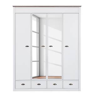 Armoire à vêtements Chateau Blanc / Imitation chêne de San Remo - Largeur : 180 cm - 4 portes