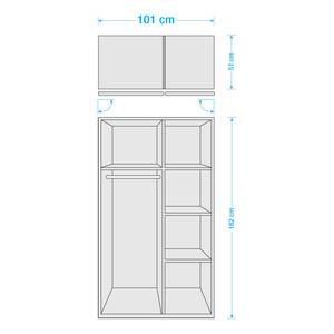 Armoire à vêtements Fabric I (2 portes) Frêne gris avec imprimés décoratifs