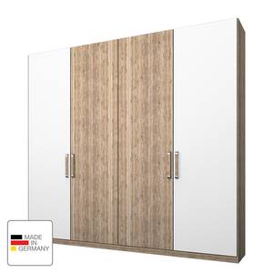 Kledingkast Lea Lichte San Remo eikenhouten look/alpinewit - Breedte: 200 cm - 4 deuren - Zonder spiegeldeuren