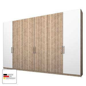 Kleiderschrank Lea Eiche Sanremo hell Dekor/Alpinweiß - Breite: 300 cm - 6 Türen - Ohne Spiegeltür/-en