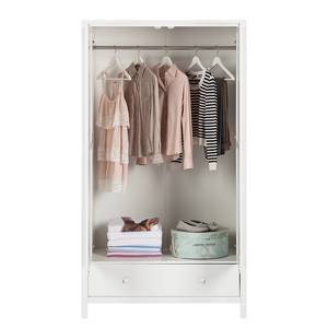 Armoire à vêtements Lindbom II Pin partiellement massif Blanc - 110 cm (2 portes)