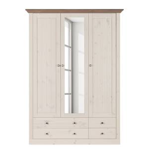 Armoire à vêtements Lyngby III Pin massif - Blanc / Gris minéral