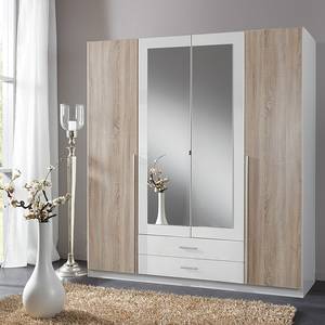 Armoire à vêtements Nuevo Blanc alpin / Chêne brut de sciage - Largeur : 180 cm