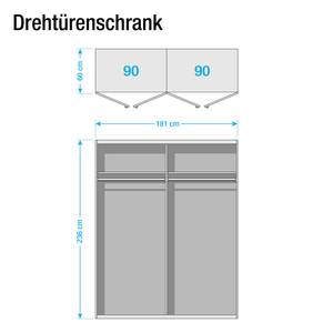 Kleiderschrank SKØP Alpinweiß/ Offen - 181 x 236 cm - 4 Türen - Basic