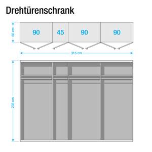 Kleiderschrank SKØP Graphit/ Offen - 315 x 236 cm - 7 Türen - Basic