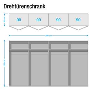 Kleiderschrank SKØP Graphit/ Offen - 360 x 222 cm - 8 Türen - Basic