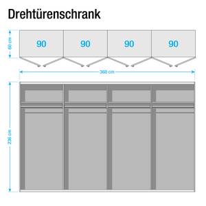 Kleiderschrank SKØP Graphit/ Offen - 360 x 236 cm - 8 Türen - Comfort