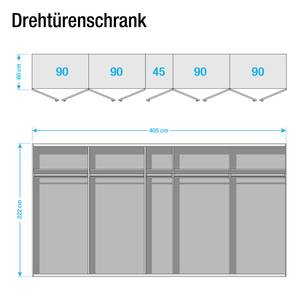 Kleiderschrank SKØP Alpinweiß/ Offen - 405 x 222 cm - 9 Türen - Comfort
