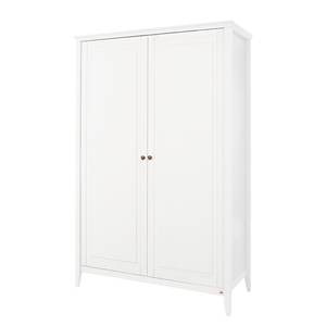 Armoire à portes battantes Smilla Kids Pin massif - Blanc - Largeur : 122 cm - 2 porte