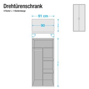 Kleiderschrank Torben (2-türig) Weiß/Print Nordsee Dekor - mit extra Einlegeboden