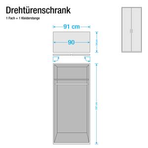 Kleiderschrank Torben (2-türig) Weiß/Print Nordsee Dekor - ohne extra Einlegeboden