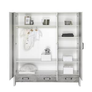 Armoire à vêtements Woody Grey Imitation Pin Gris blanc / clair foncé - 175 cm (3 portes)