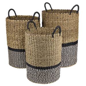 Panier Afrika I (3 éléments) Fibres naturelles - Beige / Noir