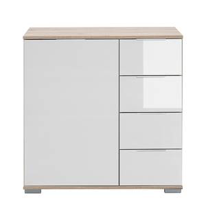 Commode combinée Lingga II 1 porte - Blanc / Imitation chêne brut de sciage