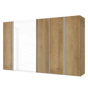 Armoire mixte Hayfork Imitation chêne de Riviera / Verre blanc - Largeur : 300 cm