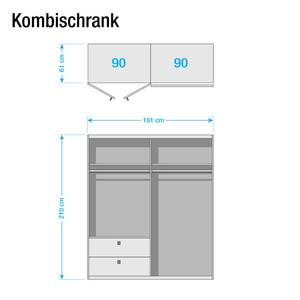 Armoire Kombino Blanc / Gris métallisé - Largeur : 181 cm