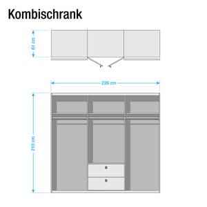 Kombischrank Kombino Weiß / Graumetallic - Breite: 226 cm