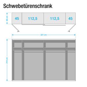 Combikast Lotto III Breedte: 315 cm - 4 deuren - Met passe-partout lijst