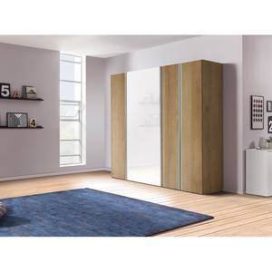 Armoire mixte Hayfork Imitation chêne de Riviera / Verre blanc - Largeur : 250 cm