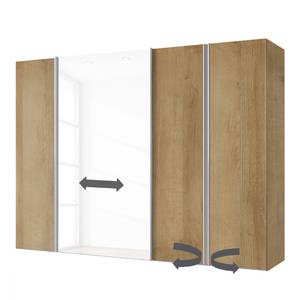 Armoire mixte Hayfork Imitation chêne de Riviera / Verre blanc - Largeur : 250 cm