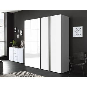 Armoire mixte Hayfork Blanc polaire / Verre blanc - Largeur : 200 cm