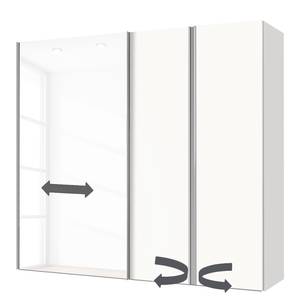 Armoire mixte Hayfork Blanc polaire / Verre blanc - Largeur : 200 cm