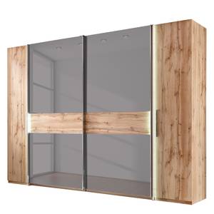 Armoire Milano Avec éclairage - Verre couleur basalte / Imitation chêne sauvage