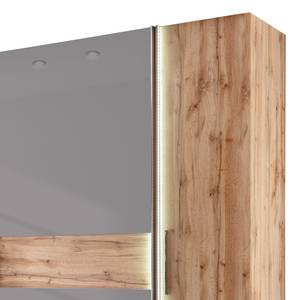 Armoire Milano Avec éclairage - Verre couleur basalte / Imitation chêne sauvage