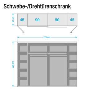 Armoire mixte Semitau Blanc / Lave - Largeur : 270 cm