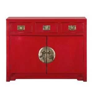 Commode China Town Manguier partiellement massif - Rouge