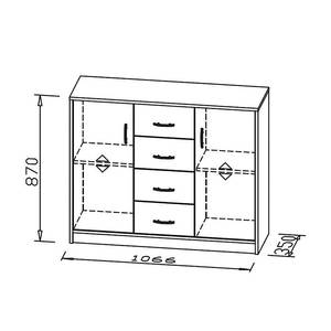 Beukenhouten commode Daria Beige - Plaatmateriaal - 106 x 87 x 35 cm