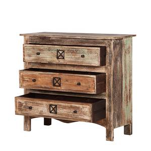 Commode India Avec tiroirs Bois massif verni (90 cm) 3 bois