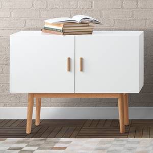 Commode Lindholm II Blanc mat / Chêne massif