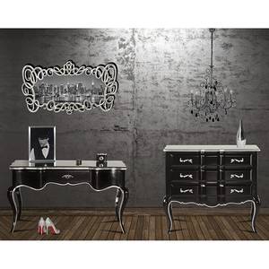 Commode Lola III Acajou partiellement massif Noir brillant / Argent