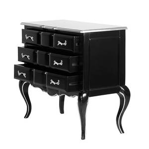 Commode Lola III Acajou partiellement massif Noir brillant / Argent