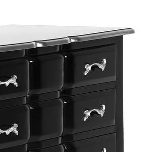 Commode Lola III Acajou partiellement massif Noir brillant / Argent