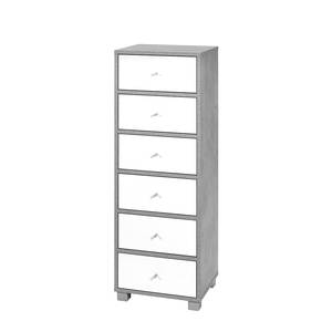 Armoire midi Lund III Blanc brillant / Gris minéral