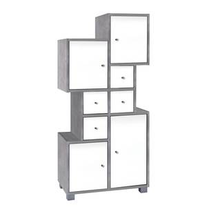 Armoire midi Lund Blanc brillant / Gris minéral