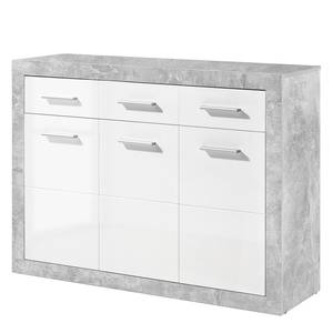 Buffet Rognan I Blanc / Imitation béton - Largeur : 117 cm